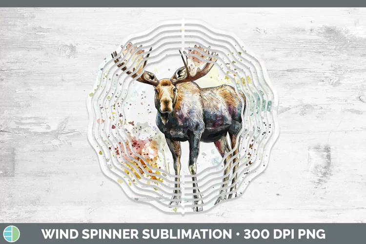 Watercolor Splash Moose Wind Spinner Sublimation Spinner Des