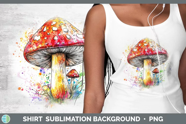 Watercolor Splash Mushroom Shirt Sublimation Sublimation Bac