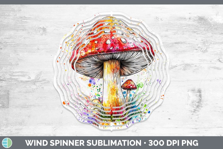 Watercolor Splash Mushroom Wind Spinner Sublimation Spinner