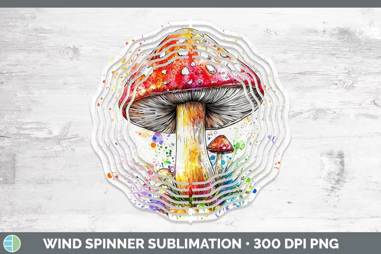 Watercolor Splash Mushroom Wind Spinner Sublimation Spinner