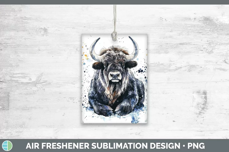 Watercolor Splash Musk Ox Air Freshener Sublimation Car Fres