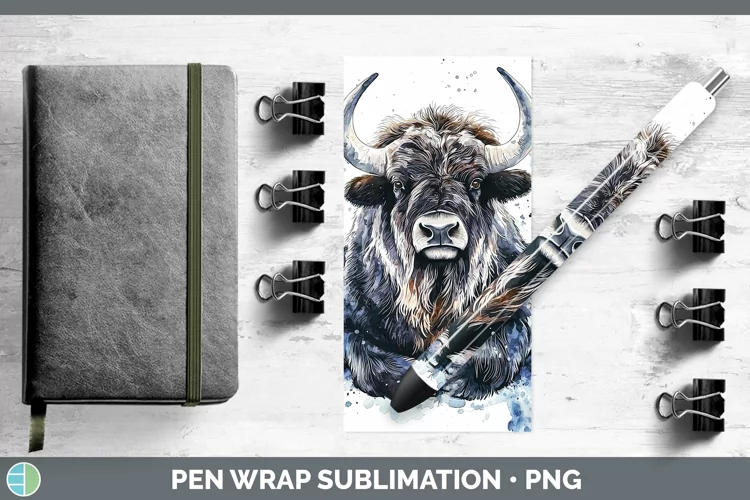 Watercolor Splash Musk Ox Pen Wrap Sublimation Pen Designs