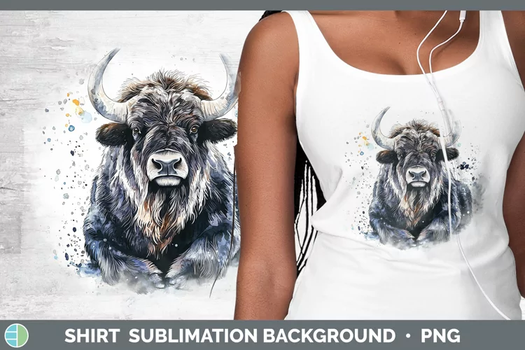 Watercolor Splash Musk Ox Shirt Sublimation Sublimation Back