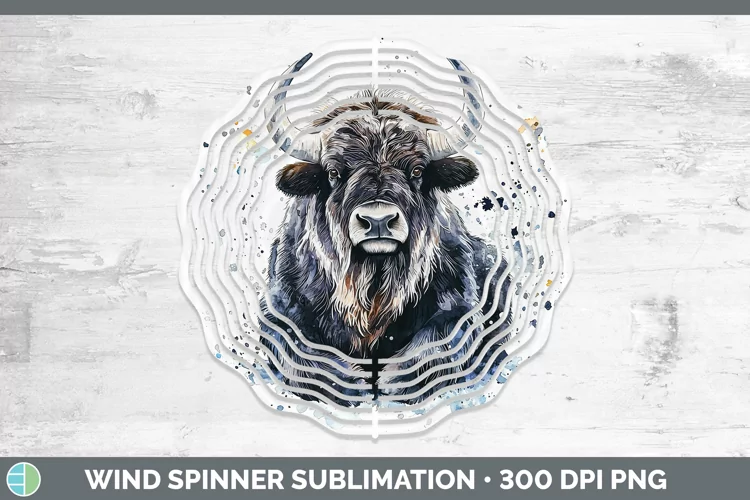 Watercolor Splash Musk Ox Wind Spinner Sublimation Spinner D