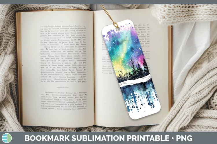 Watercolor Splash Northern Lights Bookmark Sublimation Print