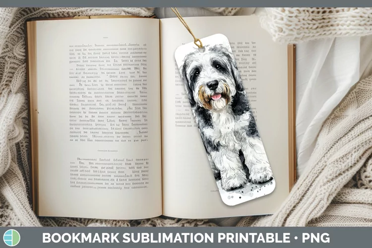 Watercolor Splash Old English Sheepdog Bookmark Sublimation