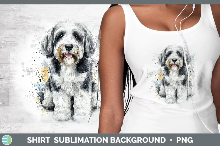 Watercolor Splash Old English Sheepdog Shirt Sublimation Sub