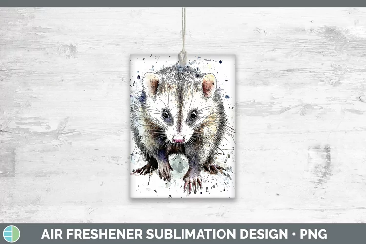 Watercolor Splash Opossum Air Freshener Sublimation Car Fres