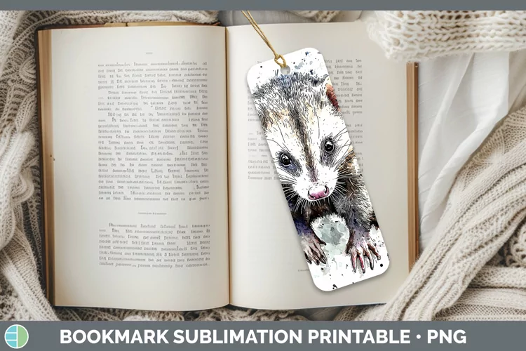 Watercolor Splash Opossum Bookmark Sublimation Printable Des