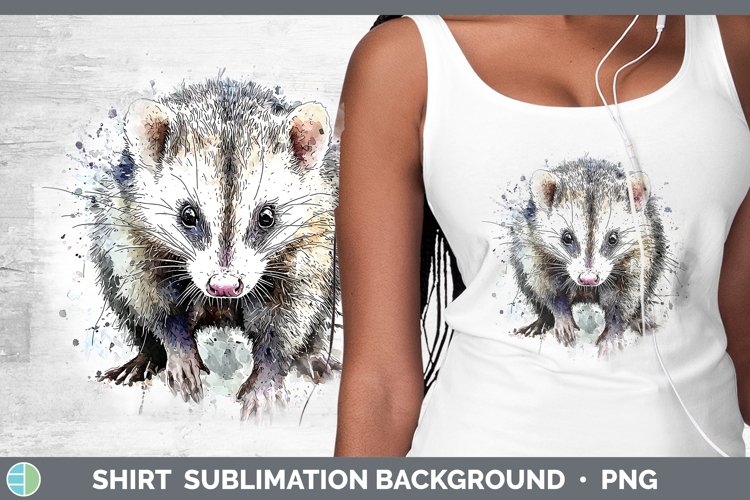 Watercolor Splash Opossum Shirt Sublimation Sublimation Back