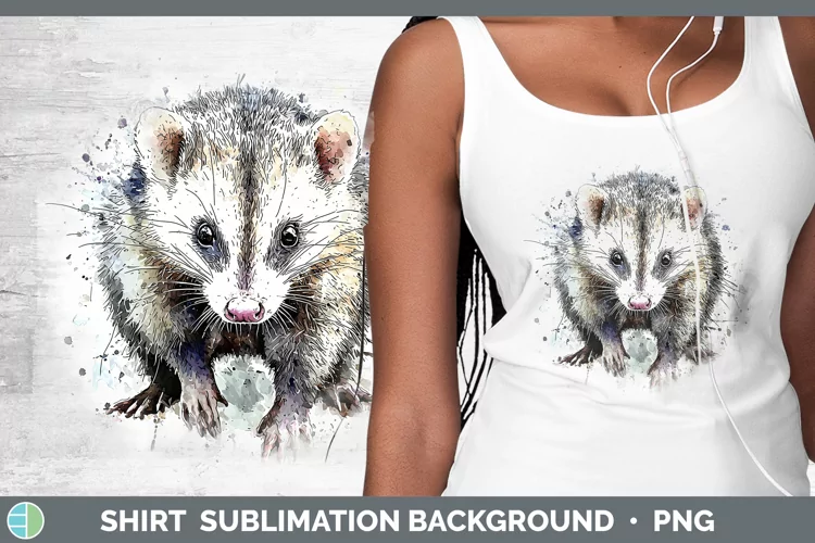 Watercolor Splash Opossum Shirt Sublimation Sublimation Back