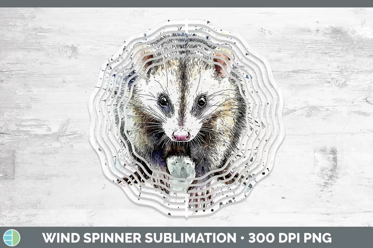 Watercolor Splash Opossum Wind Spinner Sublimation Spinner D