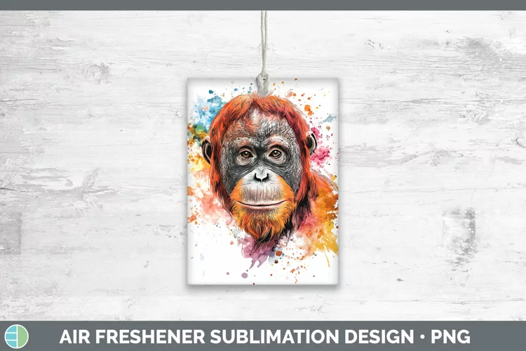 Watercolor Splash Orangutan Air Freshener Sublimation Car Fr