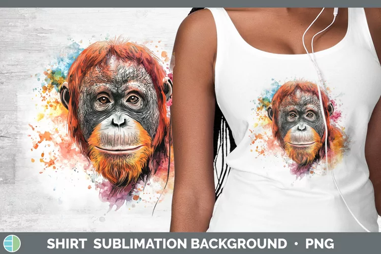 Watercolor Splash Orangutan Shirt Sublimation Sublimation Ba