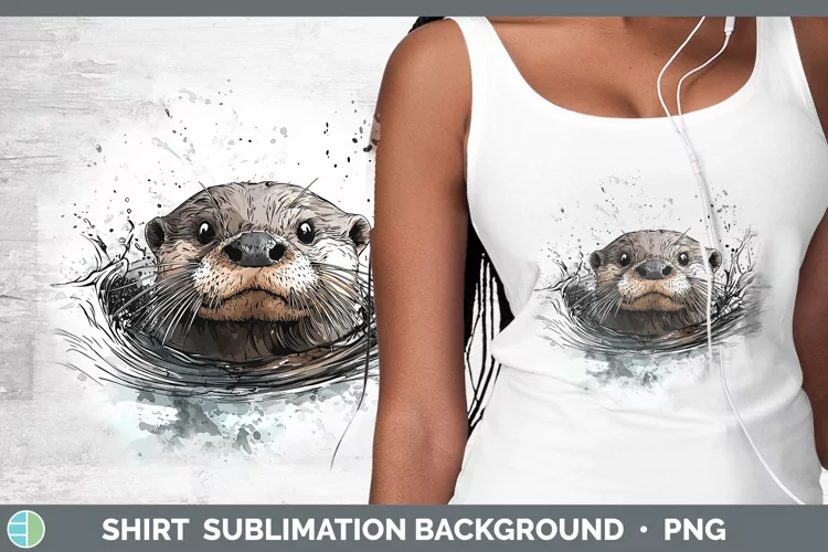 Watercolor Splash Otter Shirt Sublimation Sublimation Backgr