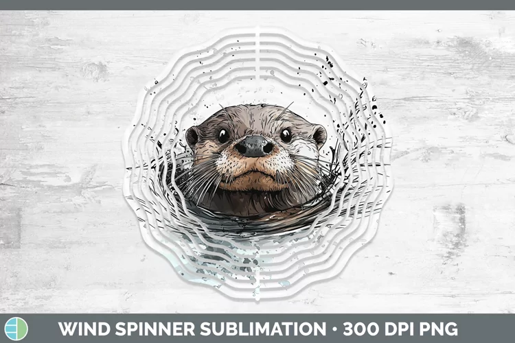 Watercolor Splash Otter Wind Spinner Sublimation Spinner Des