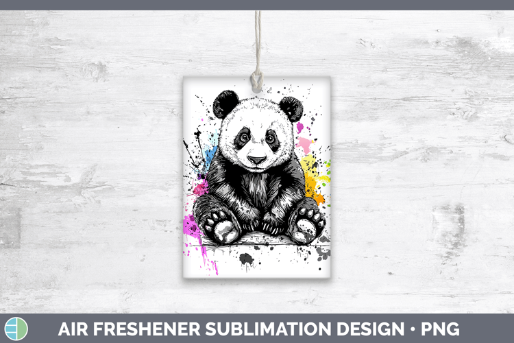 Watercolor Splash Panda Bear Air Freshener Sublimation Car F