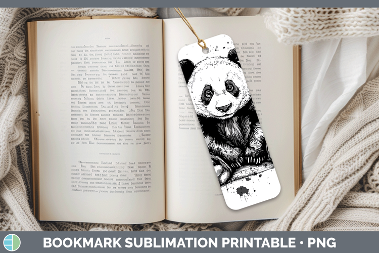 Watercolor Splash Panda Bear Bookmark Sublimation Printable