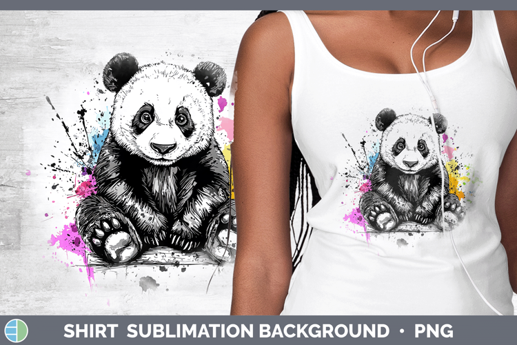 Watercolor Splash Panda Bear Shirt Sublimation Sublimation B