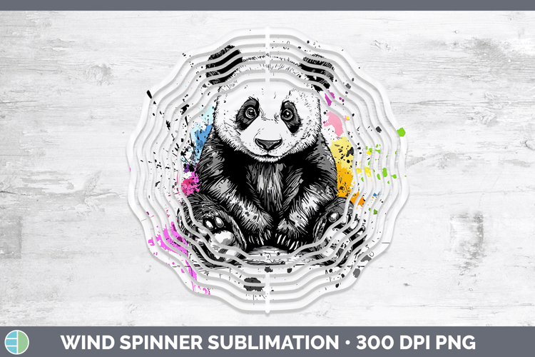 Watercolor Splash Panda Bear Wind Spinner Sublimation Spinne