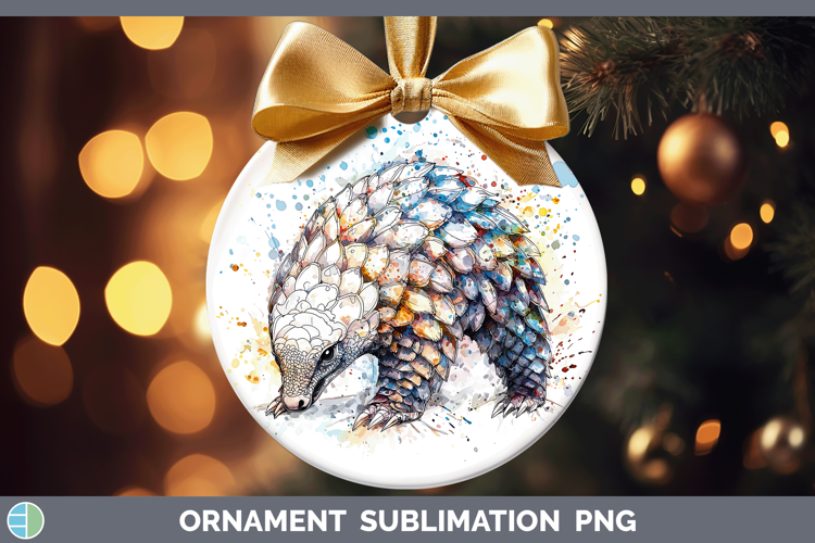 Watercolor Splash Pangolin Ornament Sublimation Bauble Desig