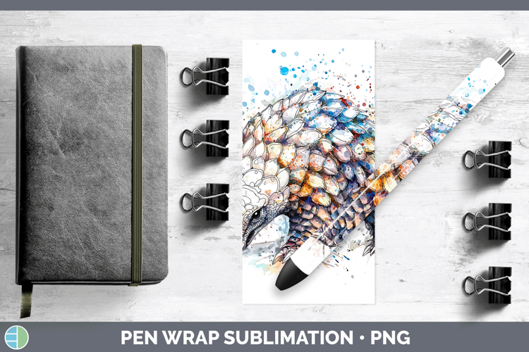 Watercolor Splash Pangolin Pen Wrap Sublimation Pen Designs