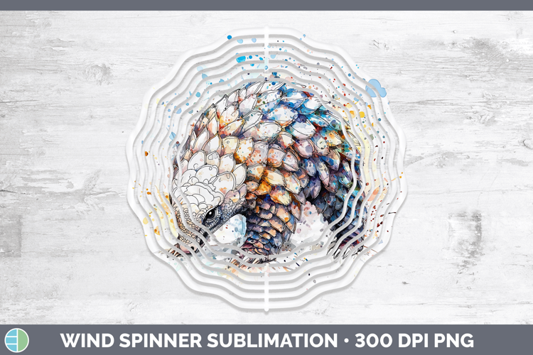 Watercolor Splash Pangolin Wind Spinner Sublimation Spinner