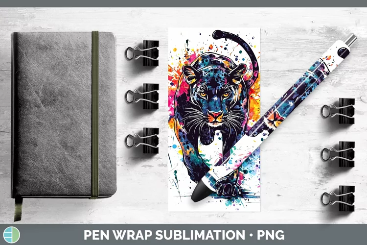 Watercolor Splash Panther Pen Wrap Sublimation Pen Designs