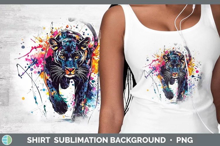 Watercolor Splash Panther Shirt Sublimation Sublimation Back