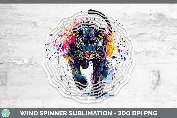 Watercolor Splash Panther Wind Spinner Sublimation Spinner D