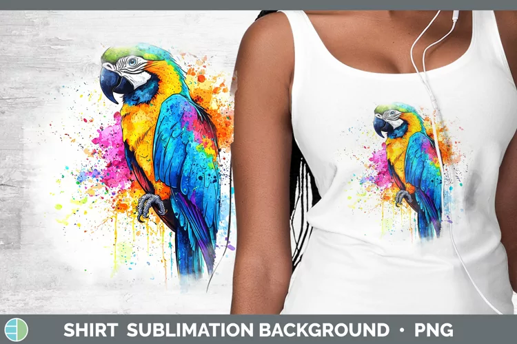 Watercolor Splash Parrot Shirt Sublimation Sublimation Backg