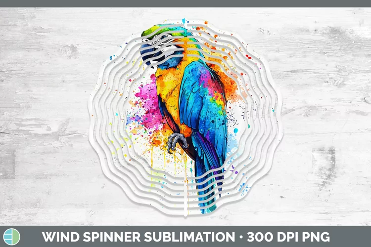 Watercolor Splash Parrot Wind Spinner Sublimation Spinner De