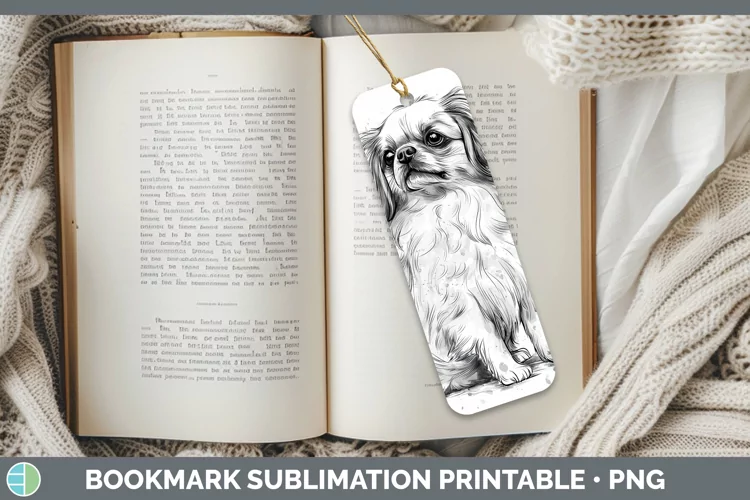 Watercolor Splash Pekingese Bookmark Sublimation Printable D