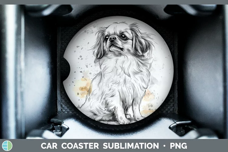 Watercolor Splash Pekingese Car Coaster Sublimation Designs