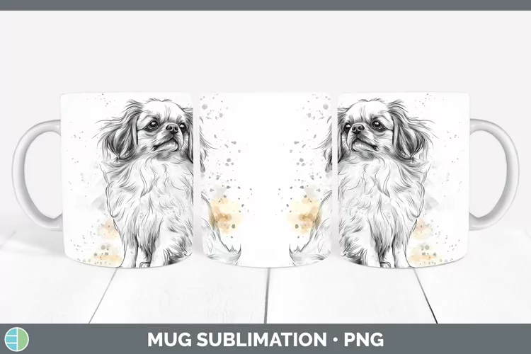 Watercolor Splash Pekingese Mug Wrap Sublimation Coffee Cup