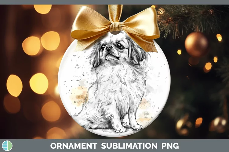 Watercolor Splash Pekingese Ornament Sublimation Bauble Desi
