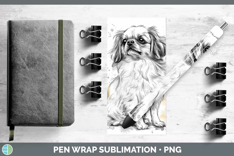 Watercolor Splash Pekingese Pen Wrap Sublimation Pen Designs