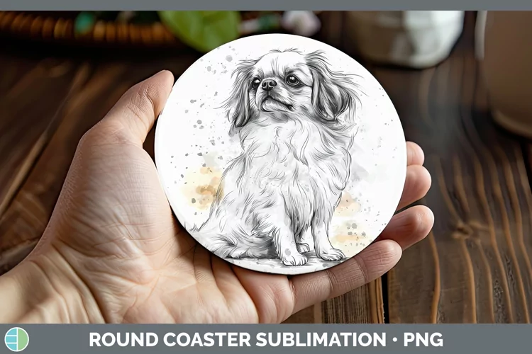 Watercolor Splash Pekingese Round Coaster Sublimation Coaste