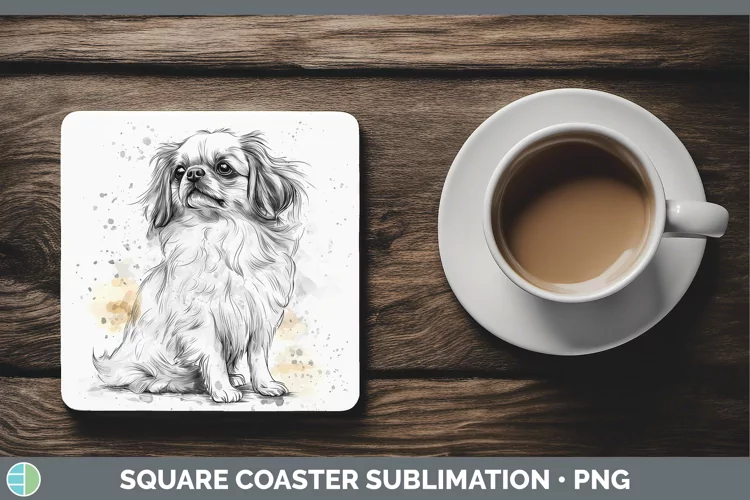 Watercolor Splash Pekingese Square Coaster Sublimation Coast