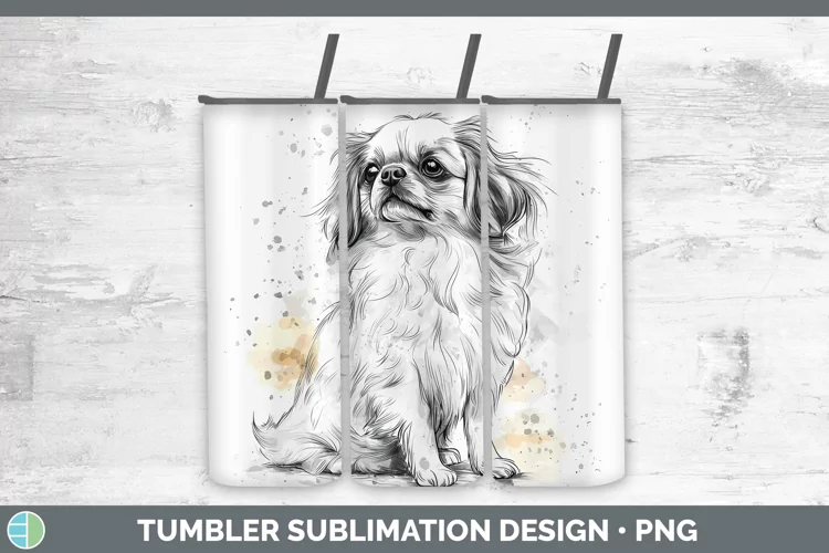 Watercolor Splash Pekingese Tumbler Sublimation 20 oz Skinny
