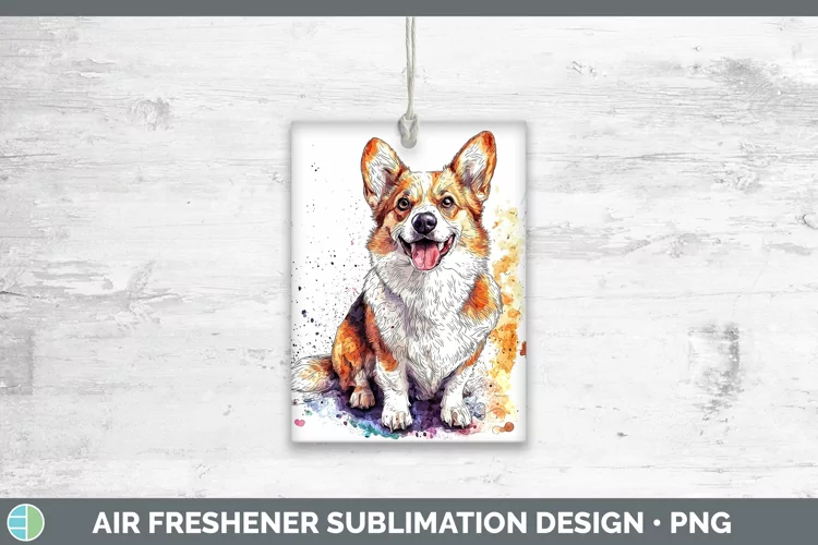 Watercolor Splash Pembrook Corgi Air Freshener Sublimation C
