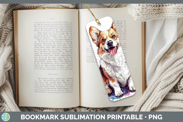Watercolor Splash Pembrook Corgi Bookmark Sublimation Printa