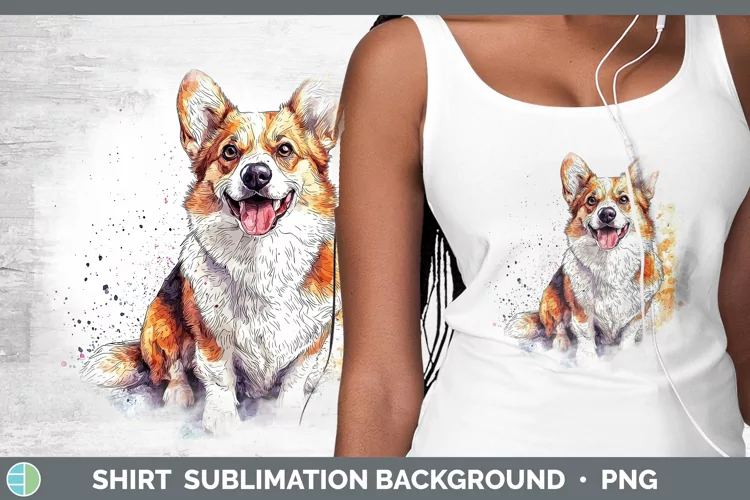 Watercolor Splash Pembrook Corgi Shirt Sublimation Sublimati