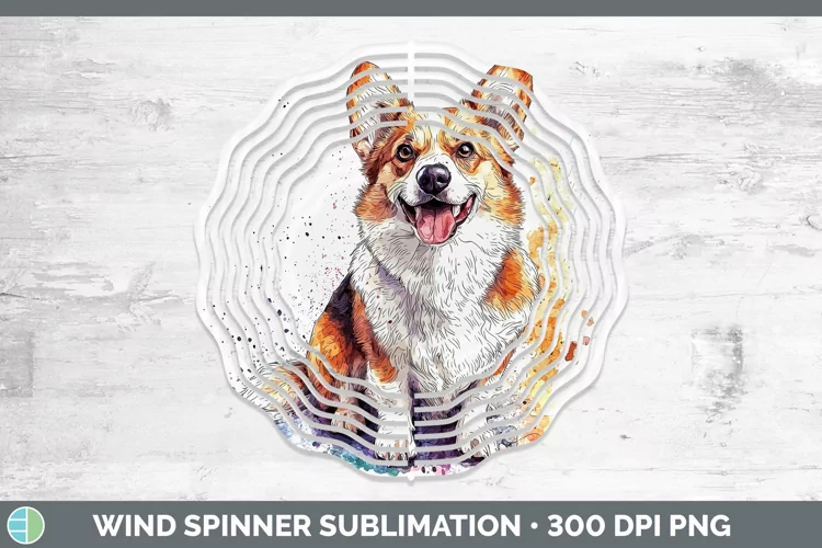Watercolor Splash Pembrook Corgi Wind Spinner Sublimation Sp