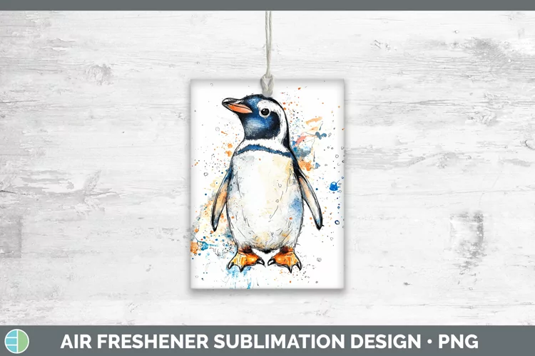 Watercolor Splash Penguin Air Freshener Sublimation Car Fres