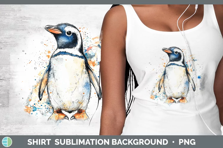 Watercolor Splash Penguin Shirt Sublimation Sublimation Back