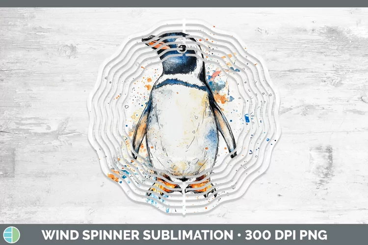 Watercolor Splash Penguin Wind Spinner Sublimation Spinner D