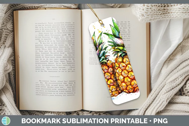 Watercolor Splash Pineapple Bookmark Sublimation Printable D