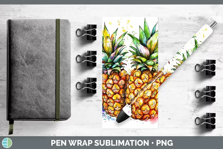 Watercolor Splash Pineapple Pen Wrap Sublimation Pen Designs
