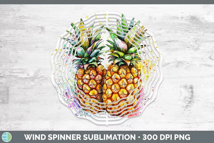 Watercolor Splash Pineapple Wind Spinner Sublimation Spinner